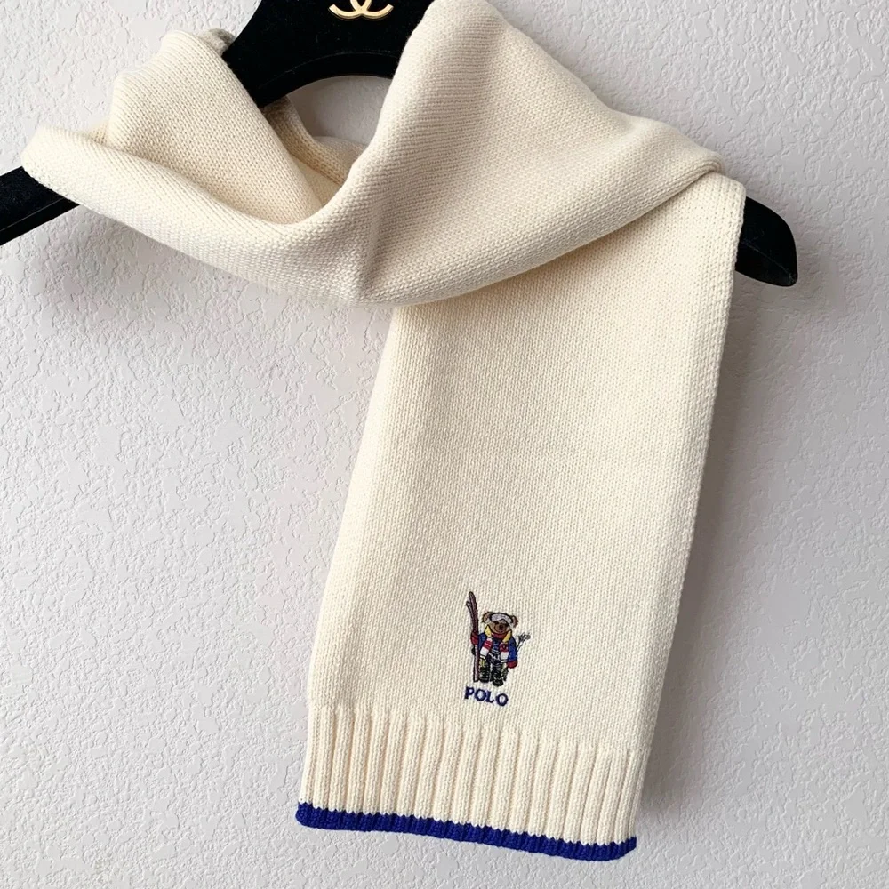 Hold Ralph Lauren polo bear embroidered scarf 100% cotton